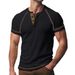 Men's Clothing Summer Henley Shirts Five Line Stitching Small Square Loose Men's Round Neck Henley Shirts_viptrois.com