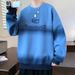 Loose Gradient Sweatshirt, Men's Round Neck Long Sleeved T-shirt, Youth Trendy Brand Printed Casual Top_viptrois.com