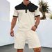 Men's Clothing Men's New Waffle Button Solid Color Lapel Short Sleeved T Shirt Shorts Casual Suit_viptrois.com