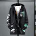 Men's Plus Size Winter Parka Coat With Fleece Lining, Oversized Punk Style Long Jacket, Thickened Cotton Hooded Coat For Big & Tall Men_viptrois.com
