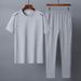 Men's Clothing Sportswear Suit Men's Summer New Short Sleeved Shirt Casual Loose Large Size Middle Aged And Elderly Cotton Dad Two Piece Suit_viptrois.com