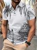 Men's Short Sleeved Button Polo Shirt With Coconut Tree Pattern Printed 3D New Product_viptrois.com