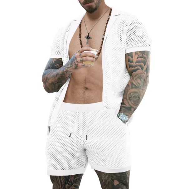 Short-sleeved shorts suit men's Europe and the United States hole cloth casual lapel thin section suit men's summer_viptrois.com