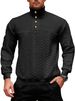 Men's Clothing Vintage-Inspired Heavyweight Knit Zip-Up Sweatshirt With Patchwork Design – Relaxed Fit, Stand Collar, Long Sleeve For Autumn & Winter_viptrois.com