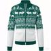 Men's Christmas & Halloween Knit Sweater, Festive Polo Long-Sleeve Top With Reindeer, Pumpkin & Snowflake Jacquard, Breathable Acrylic Pullover_viptrois.com
