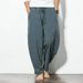 Men's Clothing 2025 Fashion Loose Trousers Men Plus Size Cotton And Linen Casual Pants Chinese Style Harem Pants Foreign Trade_viptrois.com