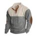 Spring Autumn 2025 Fashion Outerwear Youth Men's Stand Collar Half Button Splicing Long Sleeve Casual Slim Sweatshirts_viptrois.com