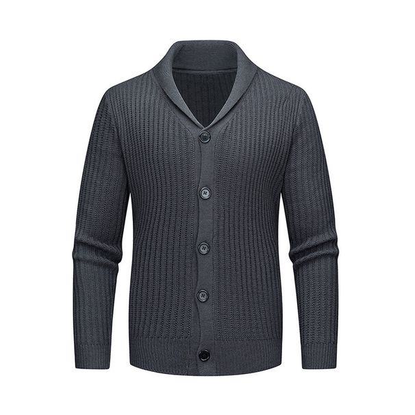 Men's Shawl Collar Cardigan – Relaxed Fit Acrylic Knit Sweater With V-Neck & Button Front (M-3XL, Machine-Washable For Autumn Casual Wear)_viptrois.com