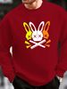 Men's Loose Casual Fashionable Skull Rabbit Pattern Printed Round Neck Long Sleeved Pullover Hoodie For Autumn And Winter_viptrois.com