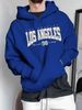 Men's Autumn And Winter Casual Fashionable Loose Hooded Sweatshirt With Los Angeles Letter Pattern Printed Warm Long Sleeved Pullover_viptrois.com