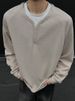 K Color Blocking Fake Two V-neck Waffle Men's Hoodie Casual Versatile Top Jacket_viptrois.com