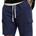 Men's Clothing Men's Trendy Versatile Solid Color Elastic Waist Pants With Large Pockets Outdoor Workwear Style Five-Point_viptrois.com