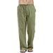 Men's Linen Loose Large Size 9-color 8-size Solid Color Pocket Casual Trousers_viptrois.com