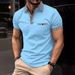 European And American Cross-Border Summer Short Sleeve Button Color Block Men's Sports Polo Shirt_viptrois.com