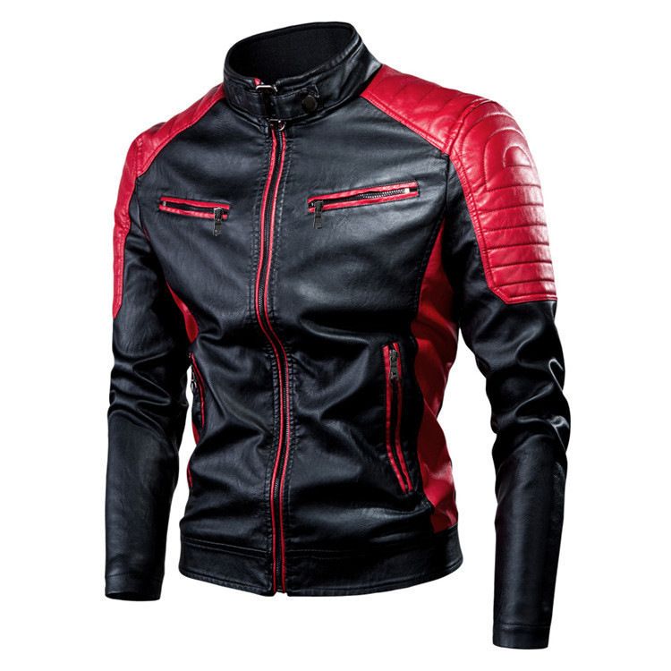 Men's Clothing Leather Baseball Jacket PU Casual Jacket Light Board_viptrois.com