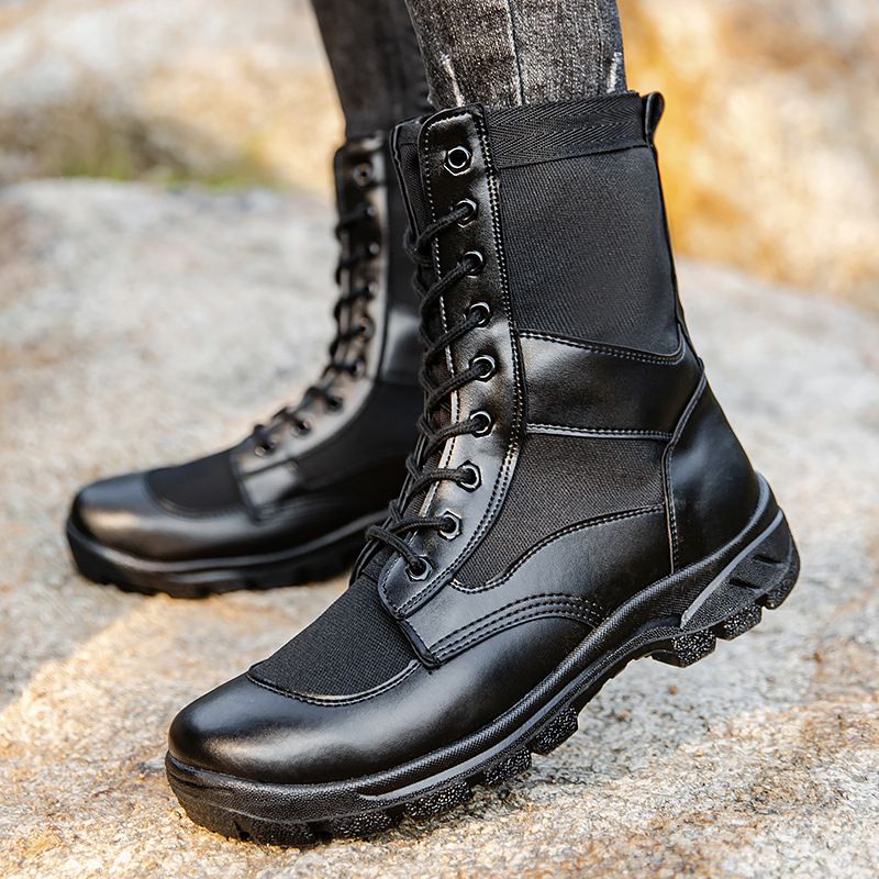 European Warm Series Spring Summer Combat Men Breathable Mesh Work Security Inspection Outdoor Hiking Martin Boots Training Tactical Shoes_viptrois.com