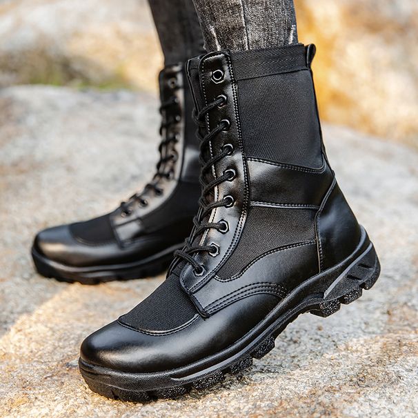 European Warm Series Spring Summer Combat Men Breathable Mesh Work Security Inspection Outdoor Hiking Martin Boots Training Tactical Shoes_viptrois.com