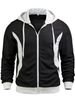 2025 European And American Autumn/winter Casual Waffle Fabric Color-blocking Hooded Zipper Long-sleeved Men's Jacket_viptrois.com