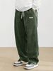 Men's Corduroy Casual Pants High Street Fashion Retro Straight Trousers Black Blue Mid Waist Drawstring Shorts_viptrois.com