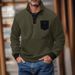 Nordmann European And American Cross-Border Men's Fleece Stand Collar Half Button Long Sleeve Tactical Pocket Flap Pullover_viptrois.com