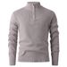Pure Foreign Trade Cross-Border New Men's Knitted Solid Color Simple Stand Collar Half-Zip Casual Base Shirt Sweater_viptrois.com