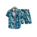 shope Casual Short Sleeve Floral Shirt Loose Fit Men's Summer Sanya Beachwear Couple Shorts Matching Two-Piece Set_viptrois.com
