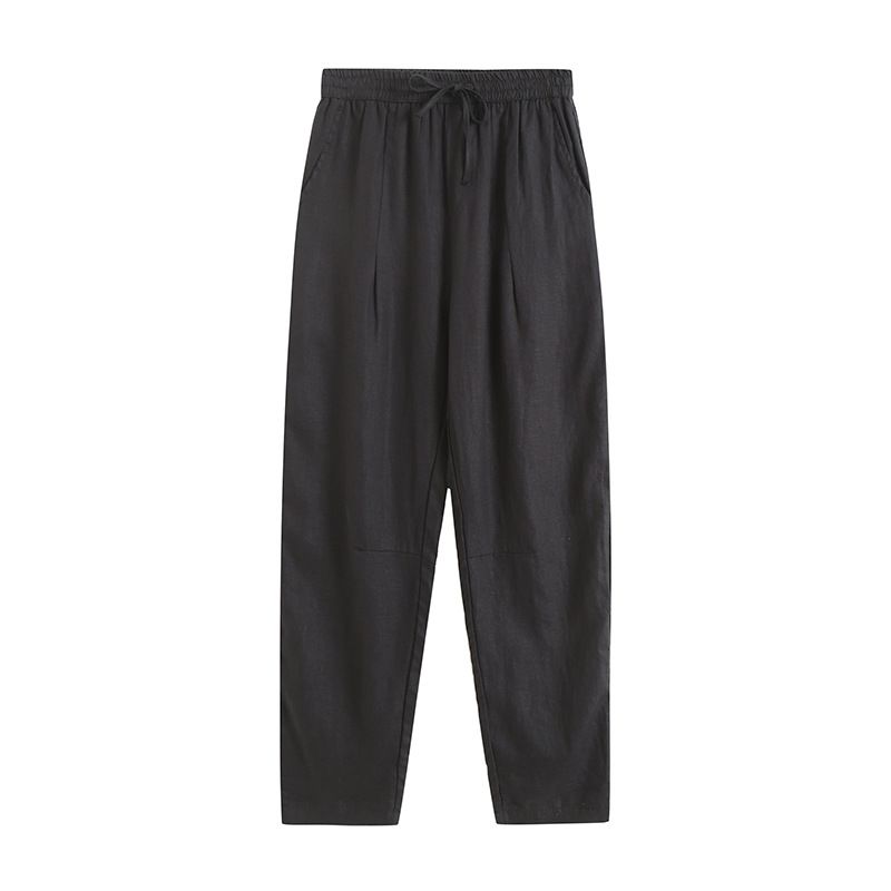 Men's Clothing Summer Cotton And Linen Pants Men's Loose Large Size Elastic Waist Chinese Style New Chinese Style Straight Thin Casual Trousers_viptrois.com