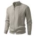 Men's Stand Collar Cardigan Sweater, Thick Knit Pullover With Button Front, Modal-Spandex Blend, Casual & Sporty Style, Grey/Black/Tan/Khaki/Brown_viptrois.com