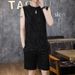 Summer New Thin Ice Silk Sleeveless Vest Men's Shorts Set Trendy Casual Two-Piece Outerwear Cotton_viptrois.com