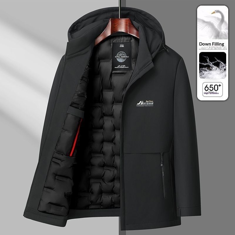 Pure Middle-aged And Elderly Men's Down Jacket Dad Lightweight Winter Clothing Casual Business Coat Windproof Waterproof_viptrois.com