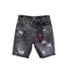 Denim Shorts Men's Instagram Summer Thin Korean Version Trendy Slim Fit Black Gray Beggar Scratch Hole Five Piece Pants_viptrois.com