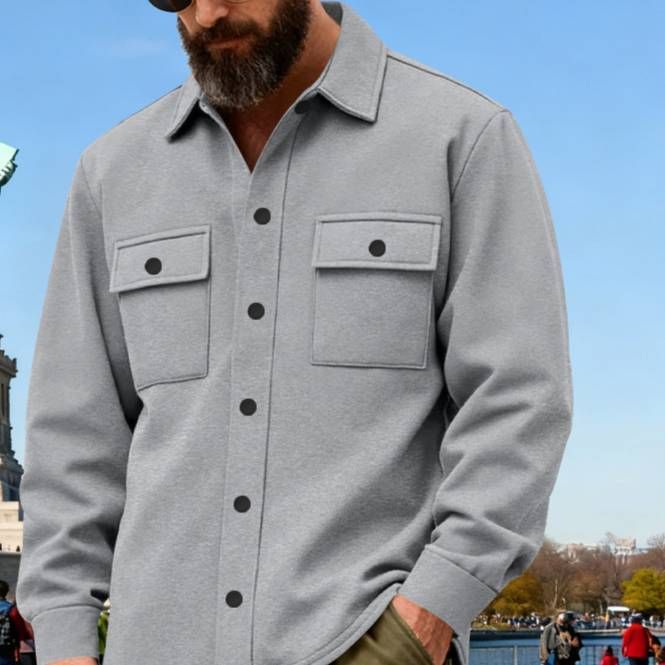 Men’s Heavyweight Fleece-Lined Work Jacket – Winter-Ready Utility Coat, Relaxed Fit & Windproof (Black/Red/Gray/Tan, S-XXXL)_viptrois.com