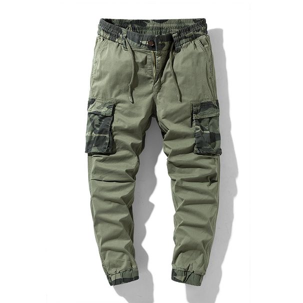 Men's Clothing Camouflage Cargo Jogger Pants - Stretchable Multi-Pocket Military Style Workwear With Adjustable Drawstring (Army Green, Khaki)_viptrois.com