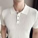 Summer Men's Ice Silk Cotton Polo Shirt Hollow out Pattern Lapel Short Sleeved Cool And Breathable T-Shirt_viptrois.com