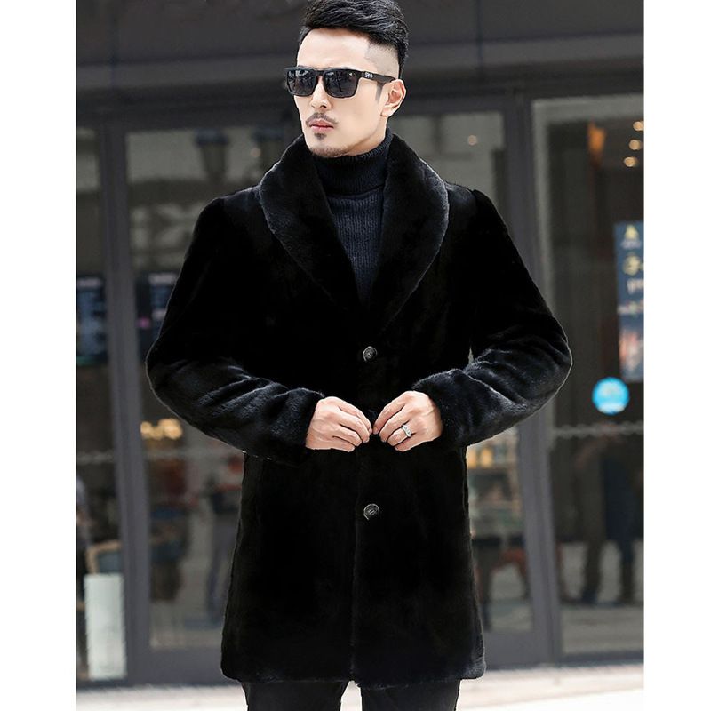 Men's Clothing Men's Imitation Mink Fur Men's Mink Coat Whole Mink Haining Fur Long Fur Coat Winter Jacket Large Size_viptrois.com