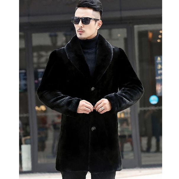 Men's Clothing Men's Imitation Mink Fur Men's Mink Coat Whole Mink Haining Fur Long Fur Coat Winter Jacket Large Size_viptrois.com