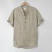 High End Tencel Linen Men's Short Sleeve T-Shirt Chinese Style Stand Collar Summer Thin Style Top_viptrois.com