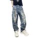Spring And Autumn American Casual Handsome Washed Retro Workwear Jeans Men's Straight Loose High Street Tapered Pants Trend_viptrois.com
