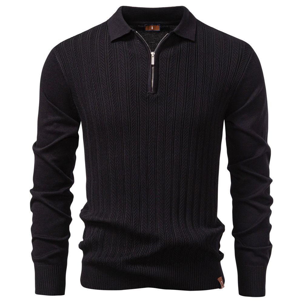 Men's Clothing Men's Long Sleeve Knit Sweater Autumn Winter Business Casual Half Zipper Thin Sweater For Men_viptrois.com
