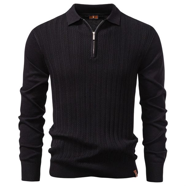 Men's Clothing Men's Long Sleeve Knit Sweater Autumn Winter Business Casual Half Zipper Thin Sweater For Men_viptrois.com