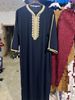 Men's moslem new navy blue embroidered long shirt in stock black muslim robe 1134997 embroidered same style_viptrois.com