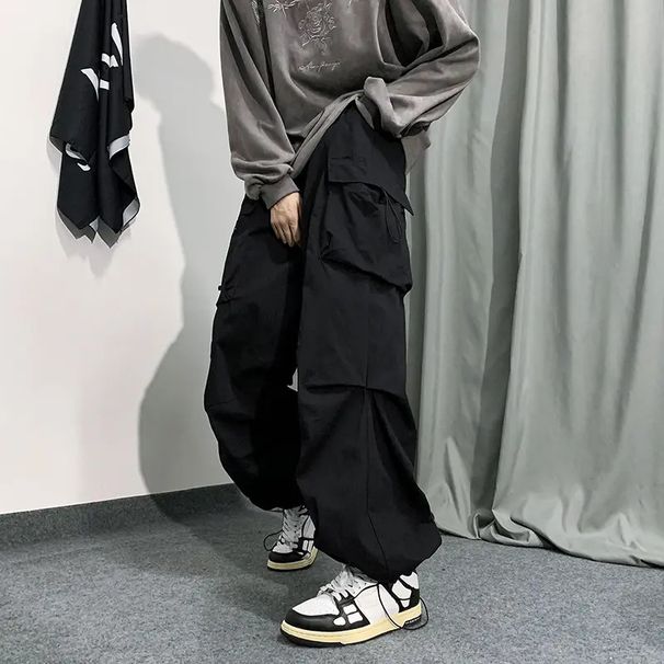 Men's Clothing Commerce Best Selling American Style Workwear Casual Pants For Men, High Street Design, Drawstring, Loose Fit, Jogger Leg,_viptrois.com