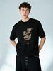European Style Men's Short Sleeve T-Shirt, Abstract Brushstroke CHAOS BALANCE Print, Casual Round Neck Streetwear Tee_viptrois.com