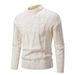 Men's Semi-Turtle Neck Sweater, Jacquard Knit Pullover, Breathable & Stretchable Polyester Blend, Slim Fit Thermal Base Layer (Black/_viptrois.com