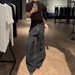 Accumulated Stripes Kendo Residual Heart Trousers Men's Draped Pleated Embroidered Gray Micro Flared Pants Straight-legcasualloose Pants_viptrois.com