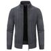 1 Cross-Border Source Vintage Jacquard Stand Collar Sweater Jacket Men Winter New Slim Fit Knitted Top For Youth_viptrois.com