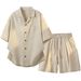Summer New Style Men's Loose Casual Short Sleeve Shirt And Five Point Pants Set Sports Two Piece Set_viptrois.com