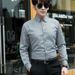 Men's Slim Fit Long Sleeve Dress Shirt - Business Casual Formal Wear, Wrinkle-Free & Breathable, Grey & White (Spring/Summer Collection)_viptrois.com