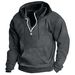 Men's Casual Hooded Sweatshirt - Thickened Fleece Lining, Loose Fit, Comfortable Pullover For Autumn & Winter_viptrois.com