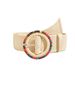Women Braided Belts Bohemian Style Hand Woven Colorful Wooden Beads Round Buckle Pp Straw Elastic Belt_viptrois.com